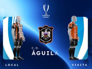 Detalle de los uniformes marca Power ON, de INDES, que usará C. D. Águila en la Copa Presidente 2026. / Captura de pantalla de video difundido en X por Yamil Bukele
