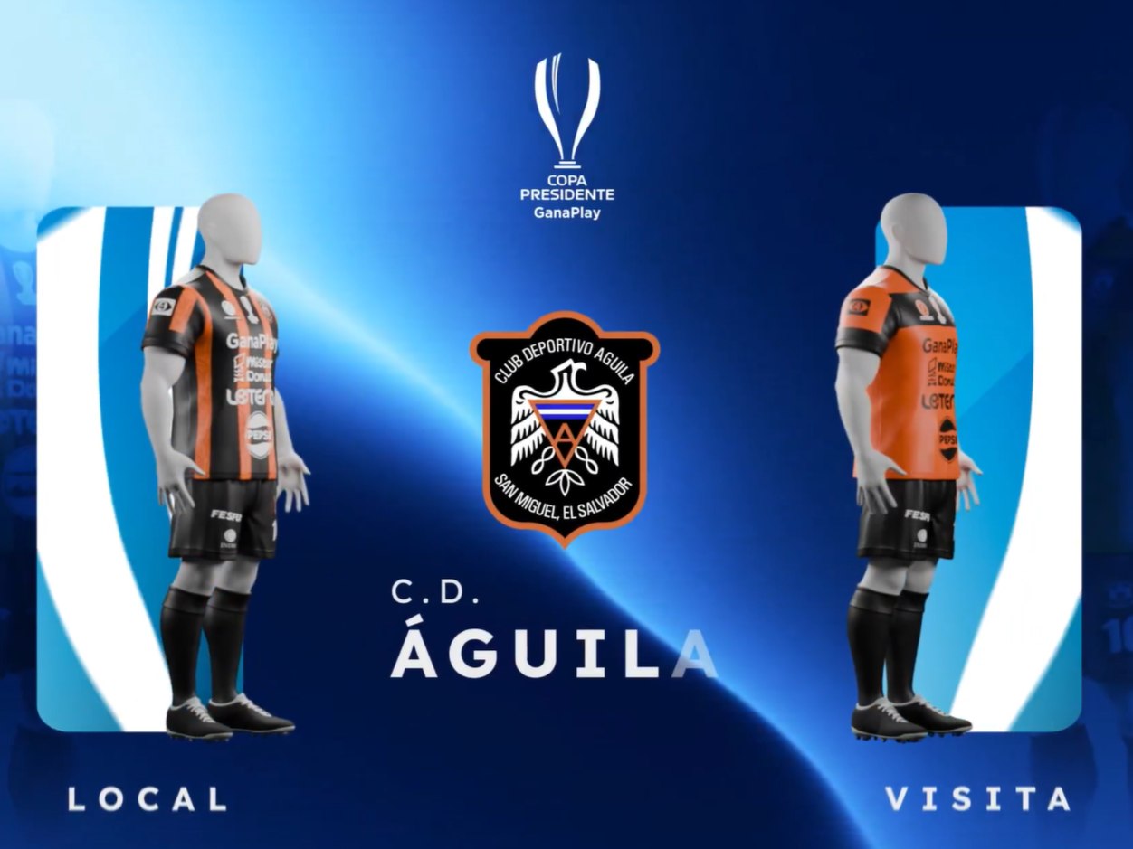 Detalle de los uniformes marca Power ON, de INDES, que usará C. D. Águila en la Copa Presidente 2026. / Captura de pantalla de video difundido en X por Yamil Bukele