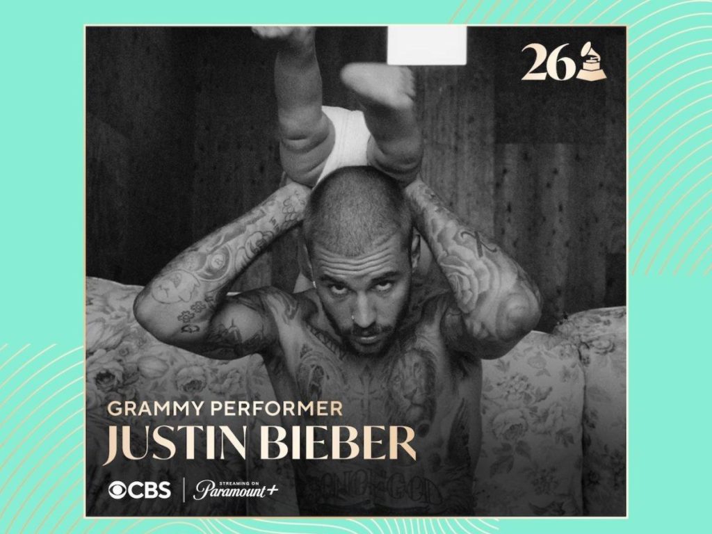 Justin Bieber regresa al escenario de los Grammy tras cuatro años de ausencia y lo hace con su álbum “Swag”, que suma cuatro nominaciones en esta edición. Imagen/ Grammy