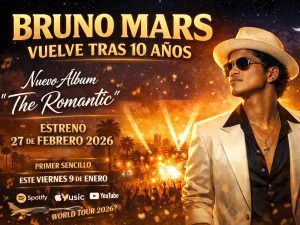 Bruno Mars anuncia su regreso a la música tras 10 años con The Romantic, su nuevo álbum que marcará una nueva etapa en su carrera.