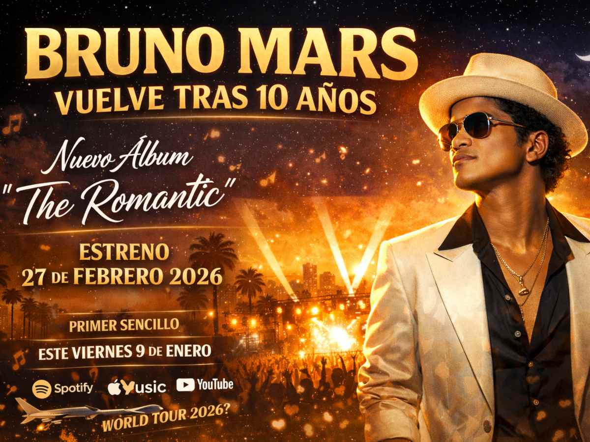 Bruno Mars anuncia su regreso a la música tras 10 años con The Romantic, su nuevo álbum que marcará una nueva etapa en su carrera.