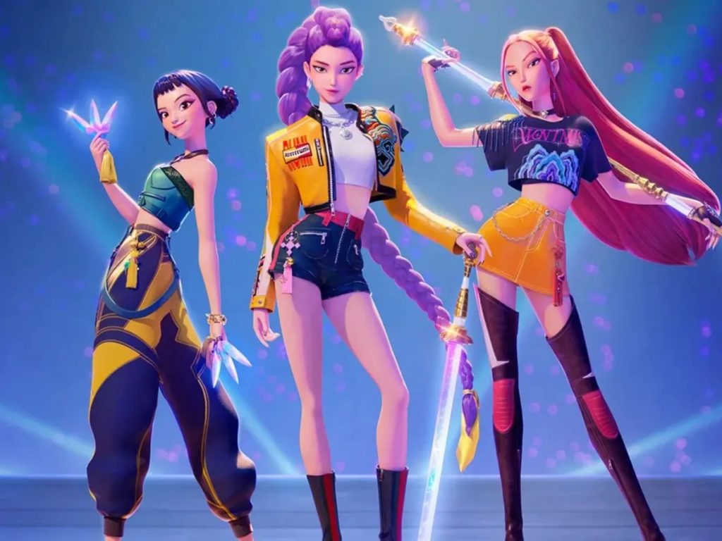 Huntr/x, el grupo femenino protagonista de K-pop Demon Hunters, combina el brillo del escenario con su rol secreto como guardianas del mundo. Imagen/ Netflix