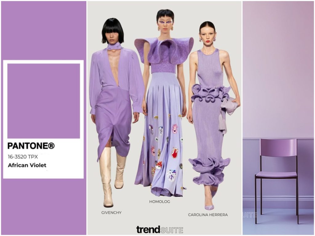  El violeta profundo se impone con fuerza contenida. African Violet expresa sofisticación, introspección y una feminidad poderosa para el 2026.