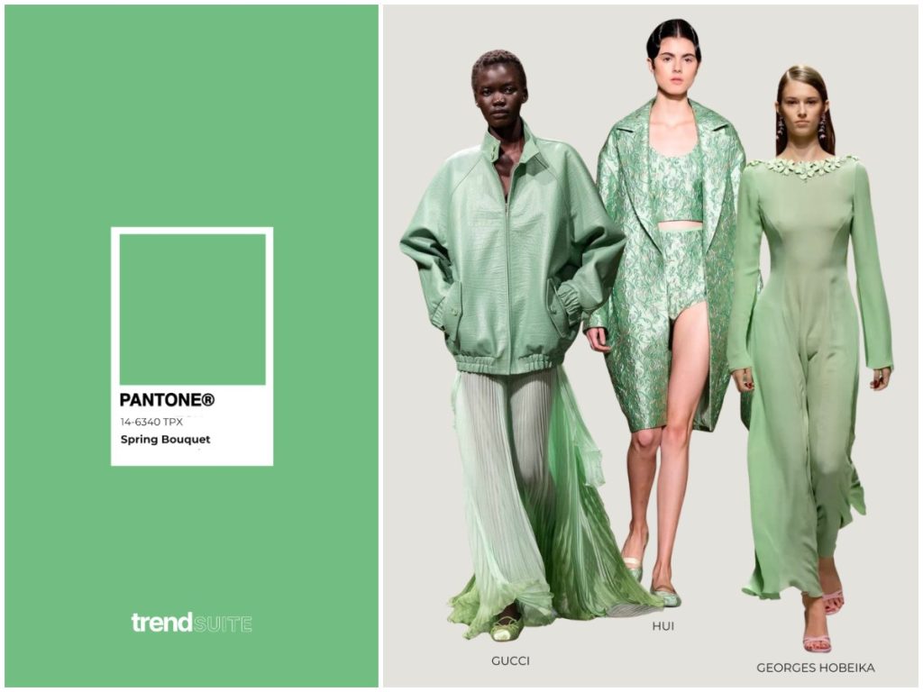  Los verdes evolucionan hacia tonos frescos y envolventes. Spring Bouquet marca una moda que conecta con la calma, la naturaleza y el equilibrio emocional.