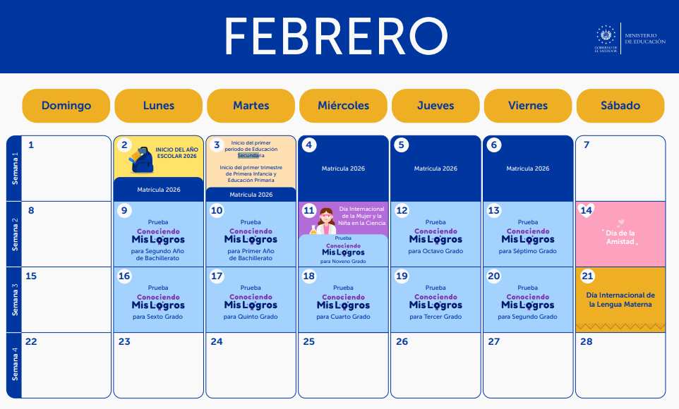 Febrero marca el inicio del año escolar 2026; estudiantes vuelven a clases el lunes 2.
