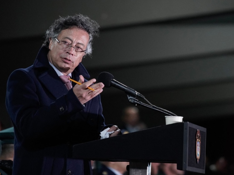 Gustavo Petro, presidente de Colombia, brinda un discurso durante un acto público. / Foto AFP