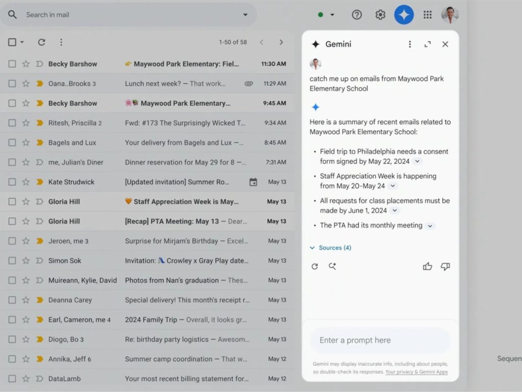 Las herramientas de IA de Gmail permiten a los usuarios sintetizar conversaciones largas y localizar datos clave mediante lenguaje natural.