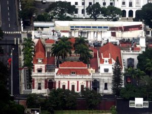 Vista aérea del palacio presidencial de Miraflores en Caracas