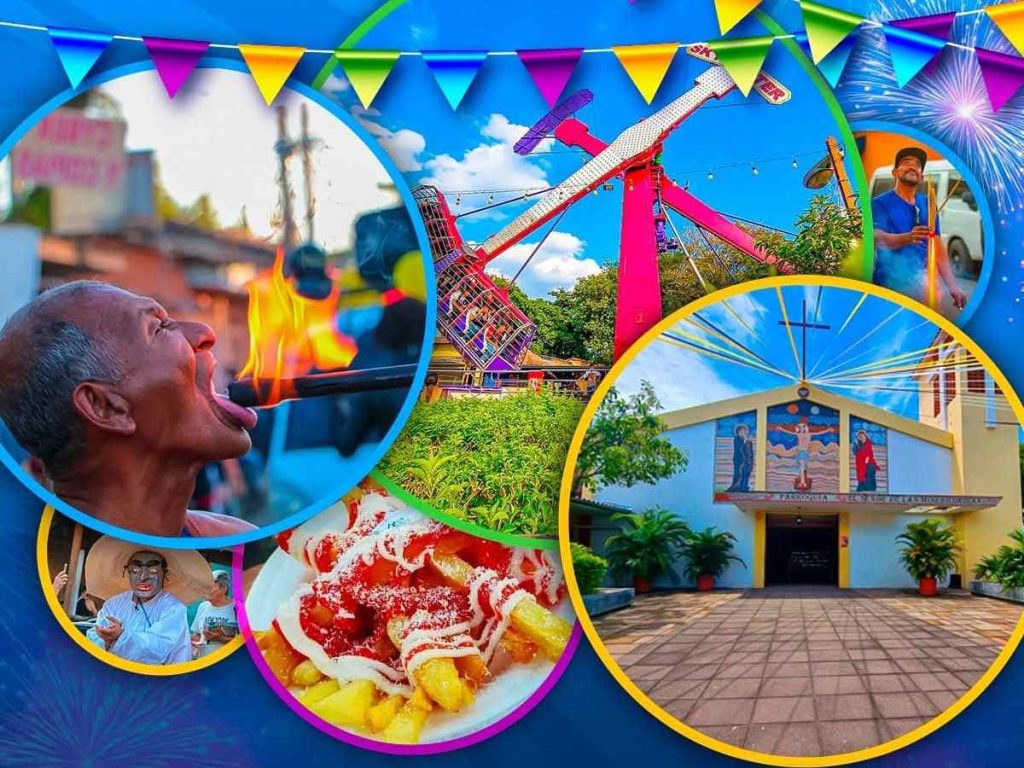 El parque central de Aguilares se llena de vida con conciertos, juegos mecánicos, gastronomía típica y fuegos artificiales durante las fiestas patronales.