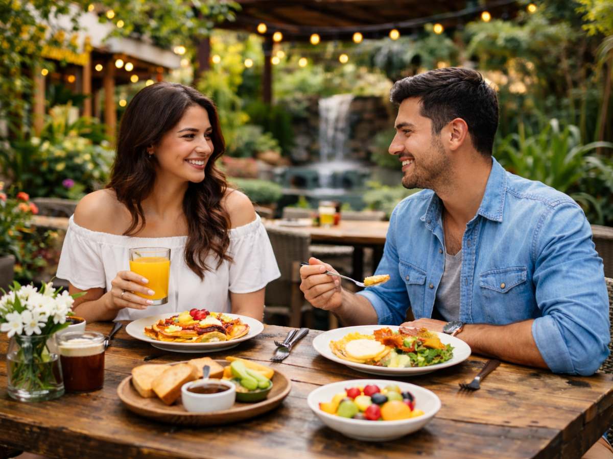 Desayunar o almorzar en un jardín transforma cualquier comida en una experiencia para disfrutar con calma y buena compañía.