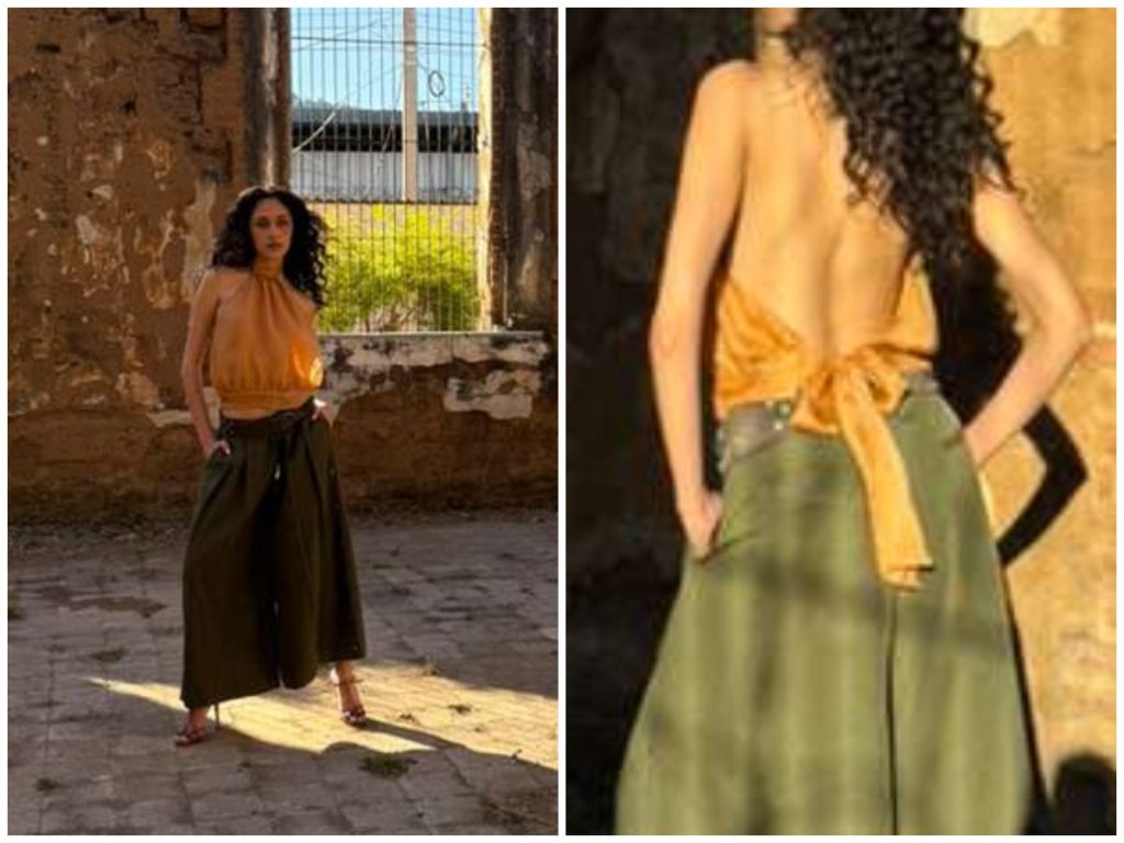 Contrastes de color y volumen redefinen la fuerza femenina: estructura amplia y caída fluida en diálogo con la luz natural.