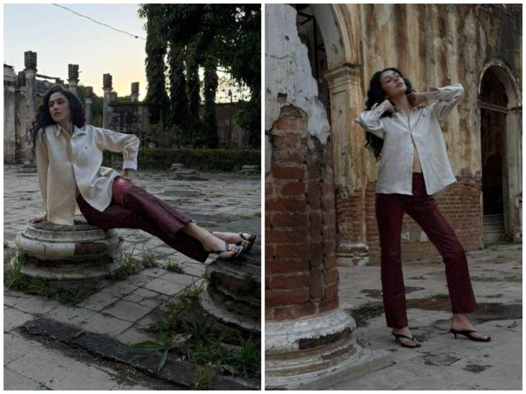 Minimalismo estructurado y actitud relajada: camisa fluida y pantalón recto reinterpretan lo clásico con carácter contemporáneo.