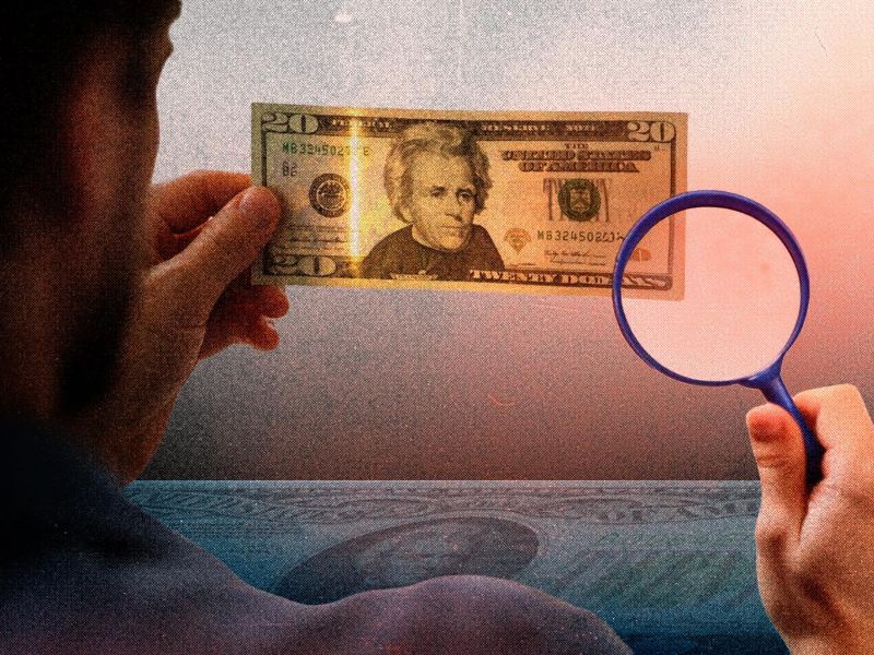 Verificar un billete en dólares a contraluz permite identificar el hilo de seguridad y la marca de agua.