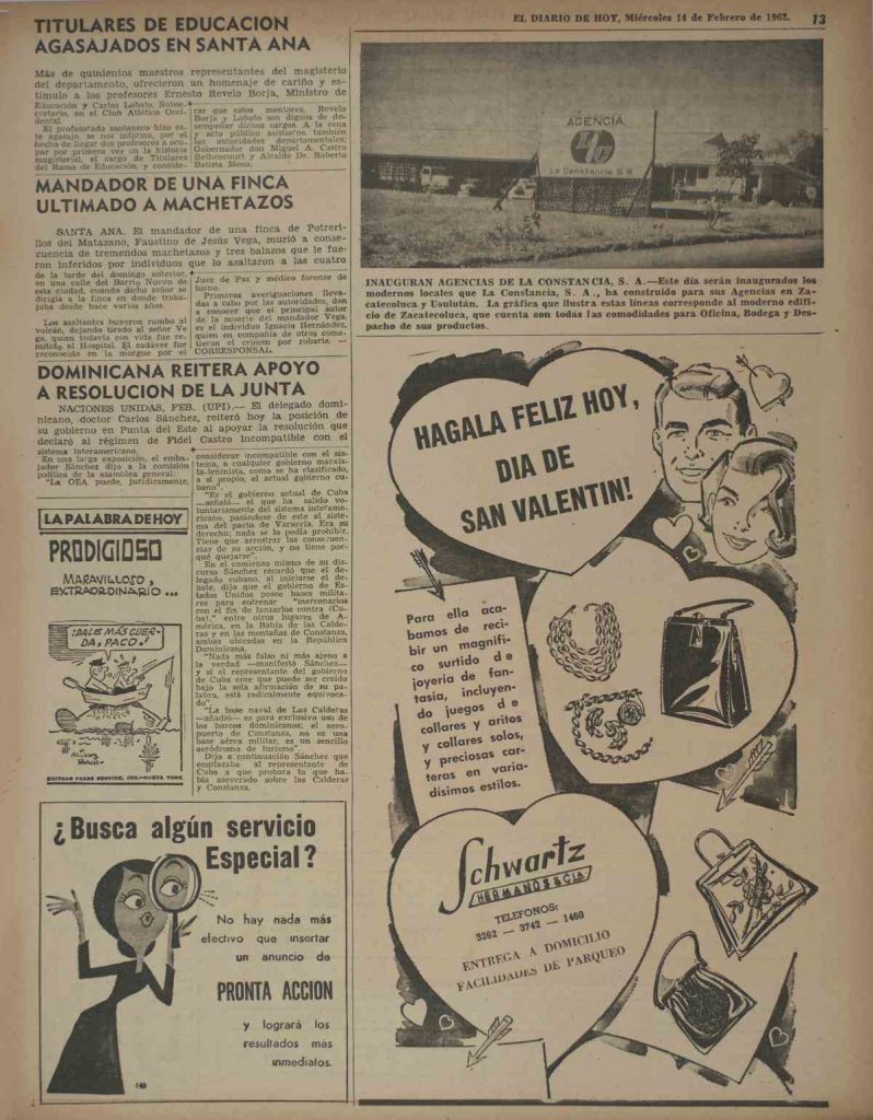 Anuncio de la década de los 50-70 de El Diario de Hoy.