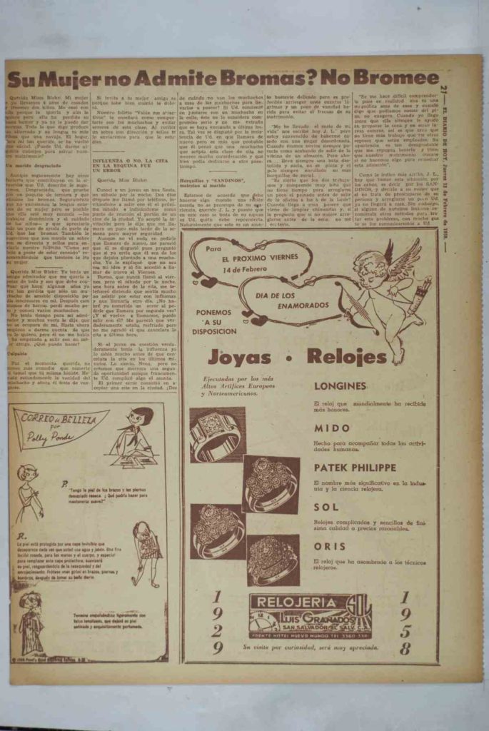 Anuncio de la década de los 50-70 de El Diario de Hoy.