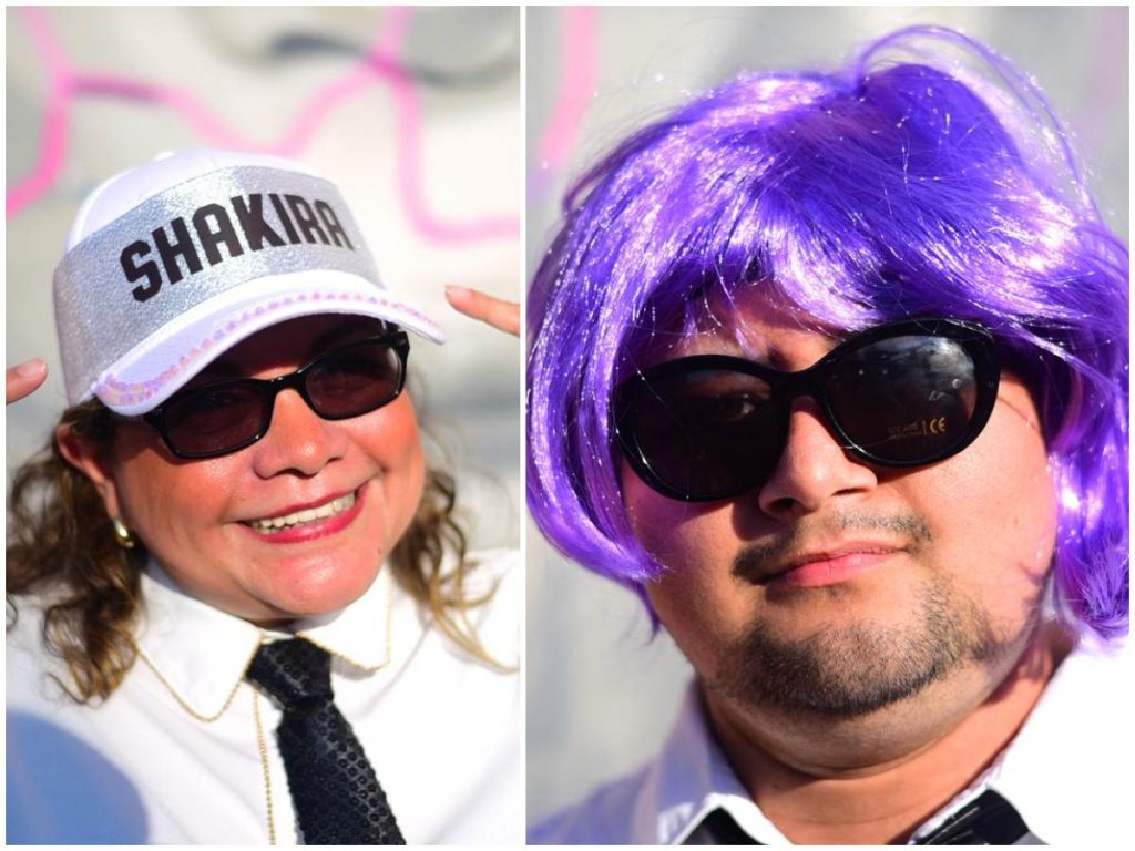 Fans lucen gorras y pelucas moradas en la previa del último concierto de Shakira en el Estadio Jorge “Mágico” González.
