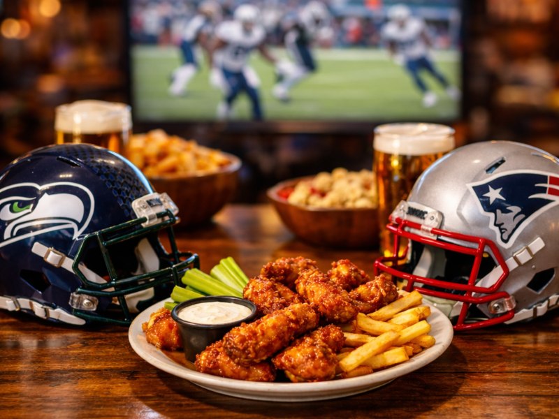 El duelo entre Seahawks y Patriots será mejor con buena comida y compañía. / Foto generada por IA