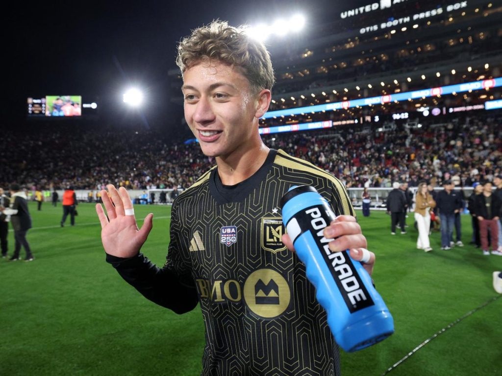 Nathan Ordaz, del LAFC, después de ganar ante el Inter Miami. Foto AFP