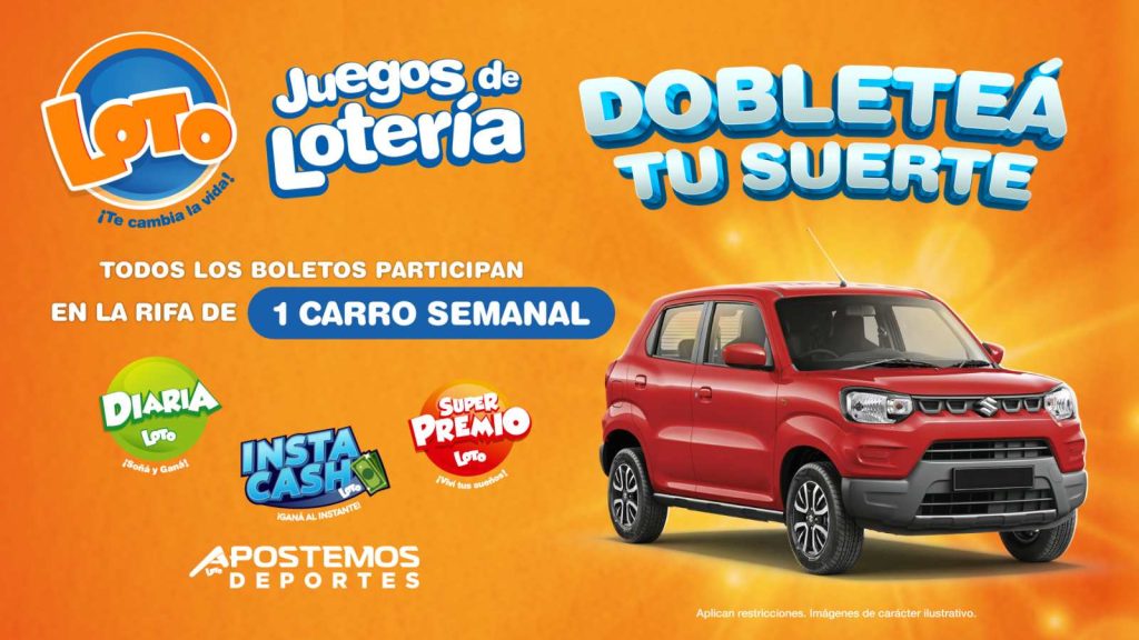 Jugadores de LOTO podrán participar por un carro nuevo cada semana con la promoción “Dobleteá tu suerte”.