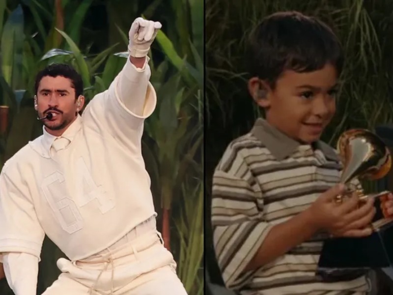 El niño que aparece en escena es el actor infantil Lincoln Fox, quien representa a Bad Bunny en su infancia dentro de la narrativa del espectáculo.