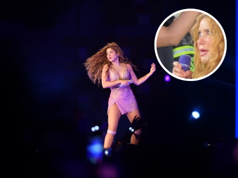 Shakira reaccionó al ver una figura de Gerard Piqué mientras se acercaba a la primera fila en su concierto en El Salvador.