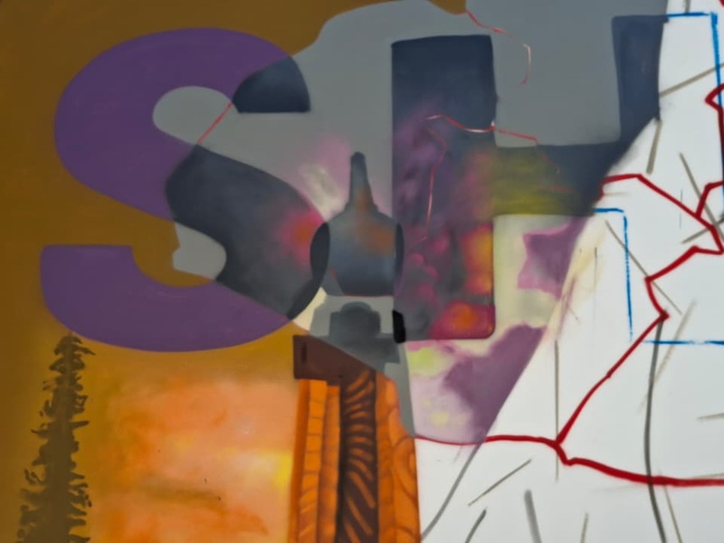 Detalles del mural de Shakira elaborado por TNT incluyen la silueta de El Salvador, el torogoz y el monumento al Divino Salvador del Mundo.