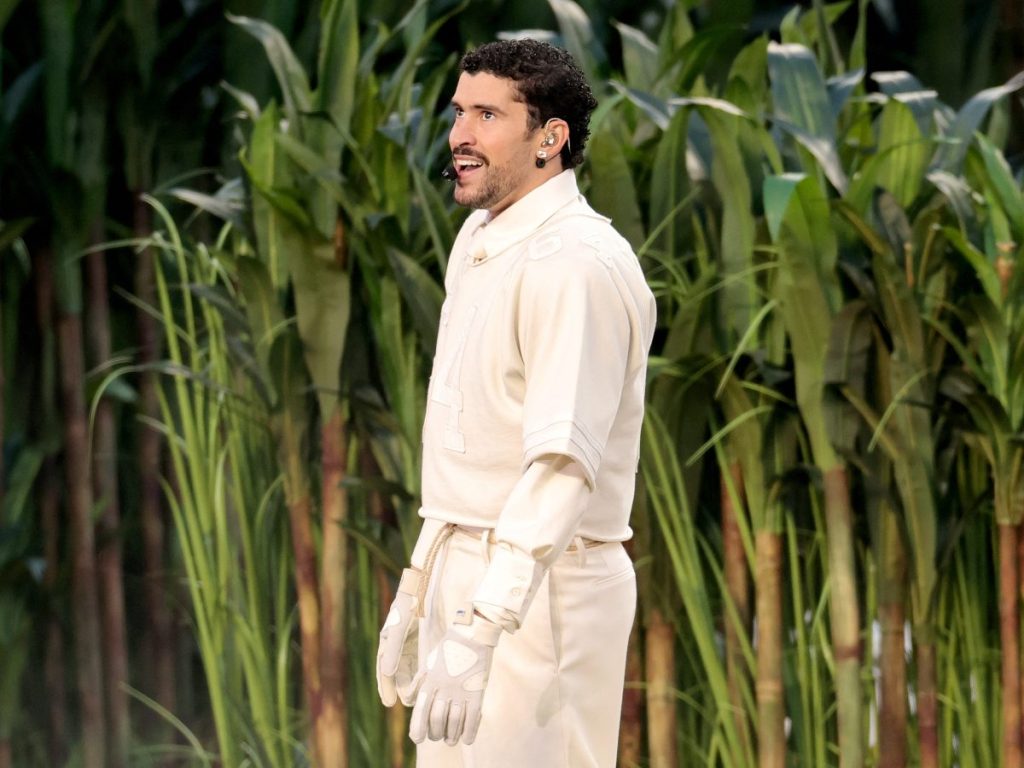 Bad Bunny en el medio tiempo del Super Bowl. Foto AFP