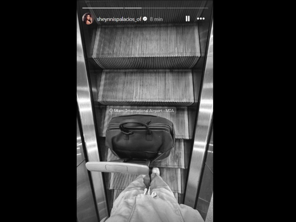 Antes del medio día, Sheynnis compartió una historia en el aeropuerto de Miami. Fotografía/ Instagram Sheynnis Palacios