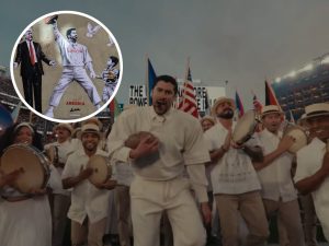 El grafiti de Alberto León muestra a Bad Bunny junto a Liam Conejo Ramos en una escena vinculada al mensaje de paz difundido en la Super Bowl.