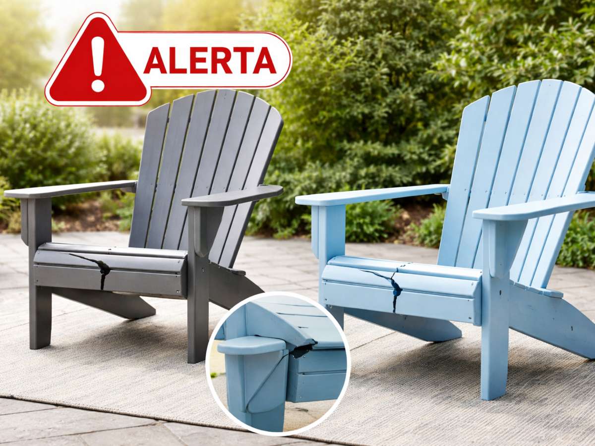 Sillas de patio tipo Adirondack retiradas del mercado en EE. UU. por riesgo de agrietamiento y colapso durante su uso, según autoridades de consumo.