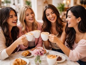 Amigas comparten un coffee date en una cafetería de San Salvador, una alternativa cada vez más popular para celebrar el 14 de febrero.