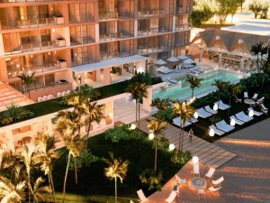 Representantes de la empresa desarrolladora colocaron la primera piedra del proyecto Barima Costa del Sol, que se construirá en el kilómetro 64 del bulevar Costa del Sol, en La Paz.