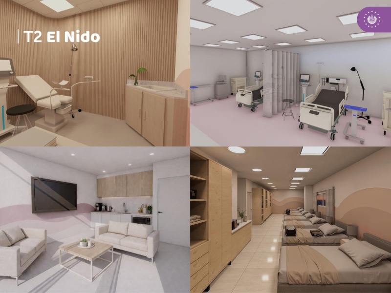 El Nido contará con espacios diseñados para distintas modalidades de parto, incluyendo el parto en agua.