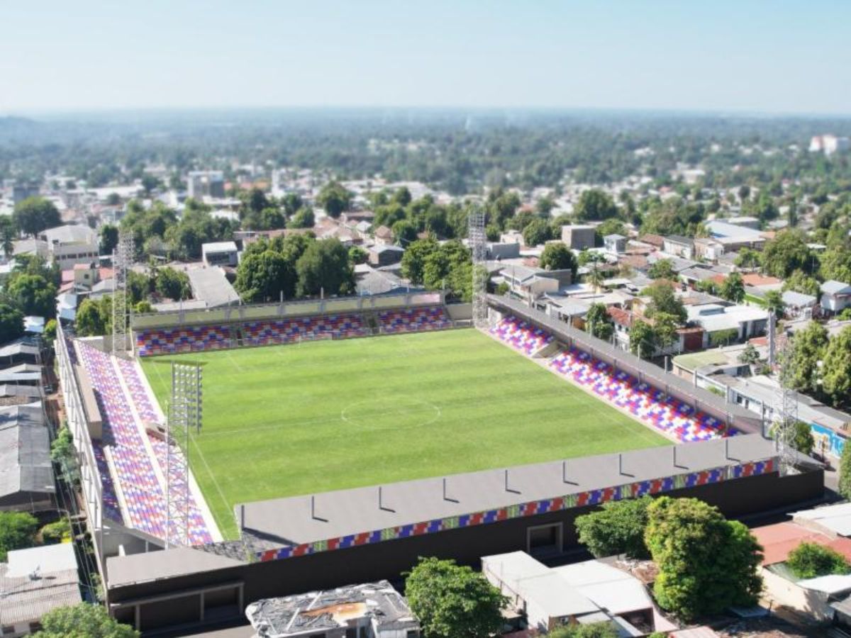 Esta es la proyección de cómo quedaría el Estadio Sergio Torres Rivera de Usulután en caso se concrete la renovación de los graderíos. Foto: Cortesía Comité de Apoyo L.Á. Firpo