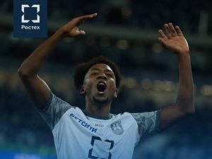 Brayan Gil celebra la victoria del Baltika. Foto IG Baltika