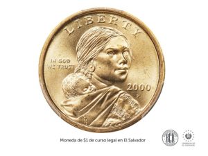 Sacagawea aparece en la moneda dorada de un dólar en Estados Unidos.