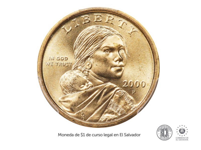 Sacagawea aparece en la moneda dorada de un dólar en Estados Unidos.