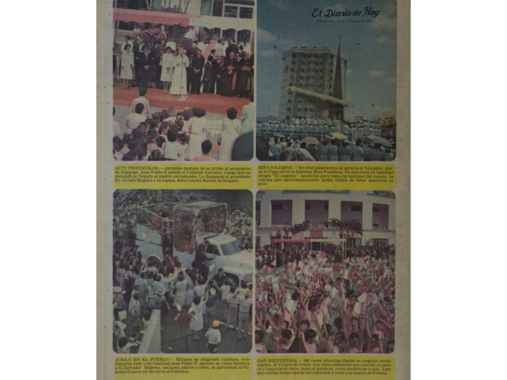 La visita de Juan Pablo II a El Salvador, el 6 de marzo de 1983, reunió a miles de fieles en las calles de San Salvador. Imágenes/ Archivo EDH