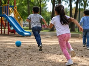 Niña-niño-jugando-juego