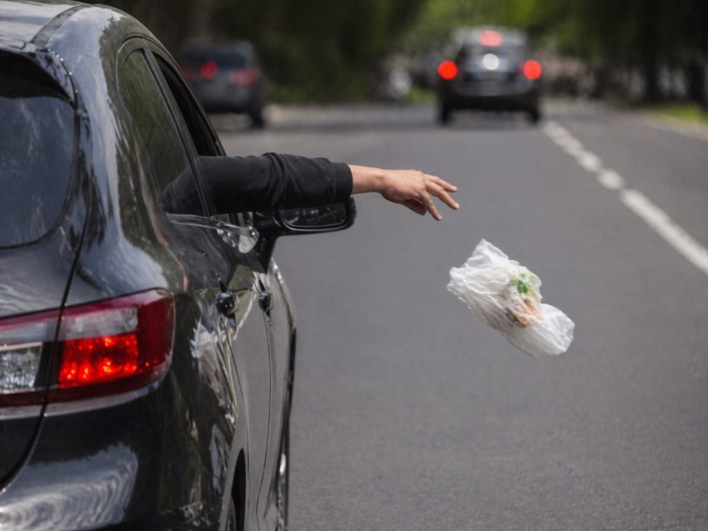 Tirar-basura-desde-un auto