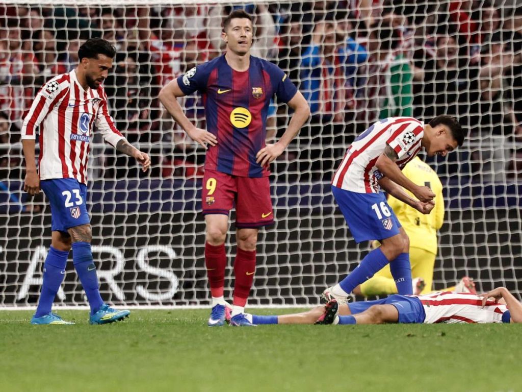 Jugadores del Atlético de Madrid celebran pase a Semifinales de la Champions. Foto AFP