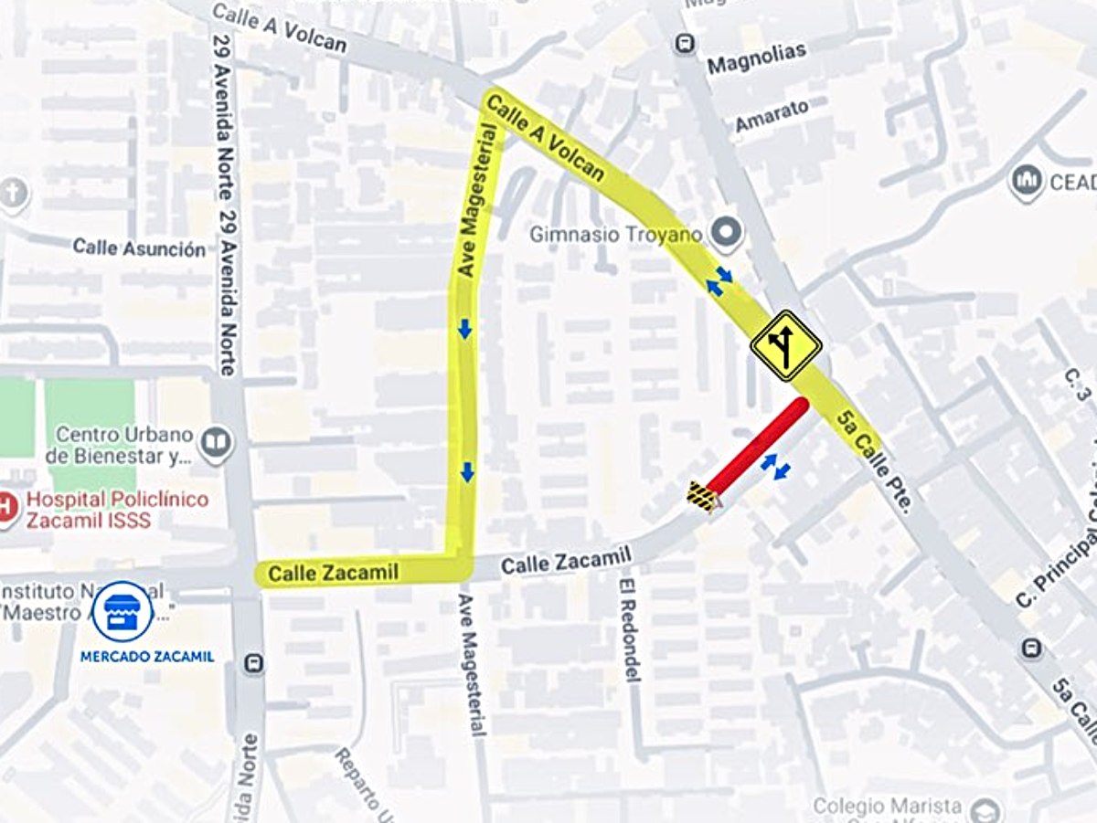 Obras Públicas programa cierre de carril en Zacamil