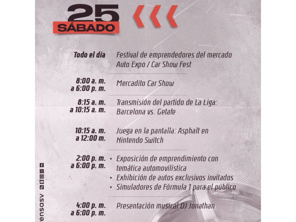 Exhibición de autos, simuladores de Fórmula 1 y emprendimientos forman parte del Car Show Fest en el Mercado San Miguelito este sábado 25 de abril. Imagen/ Secretaria de Prensa del Gobierno