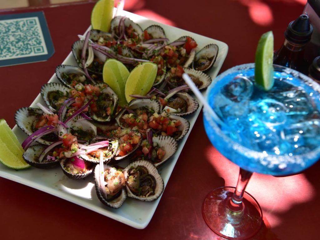 Casa Coral ofrece opciones gastronómicas con mariscos frescos y bebidas, en un entorno relajado frente al mar.