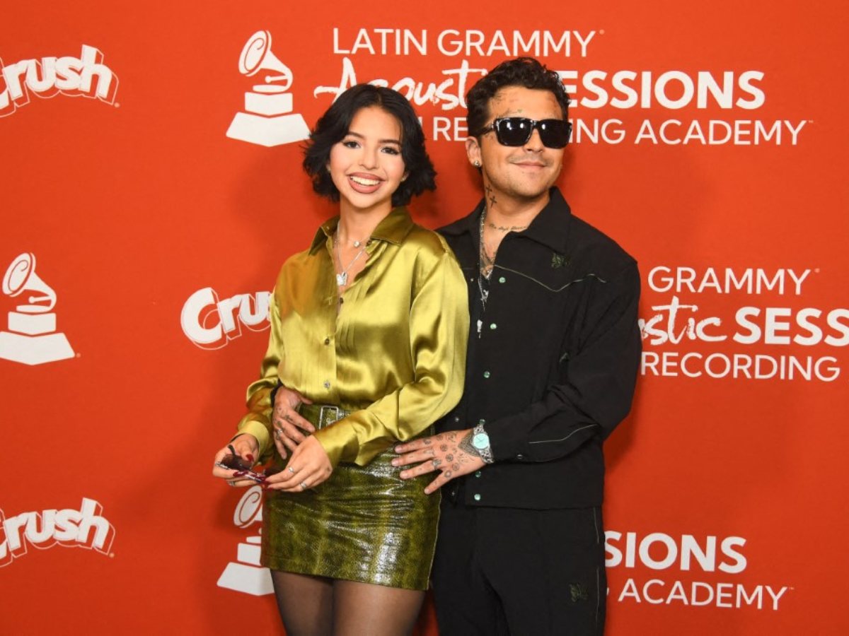 Christian Nodal y Ángela Aguilar. Foto AFP