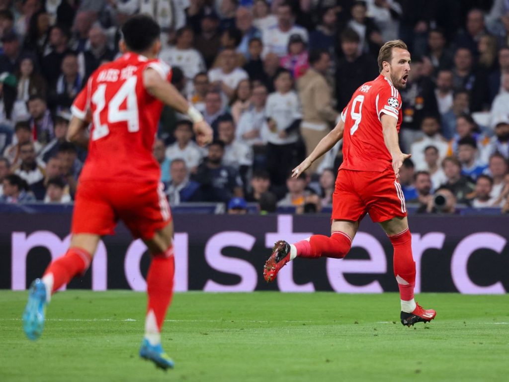 Harry Kane celebra su gol ante el Real Madrid. Foto AFP