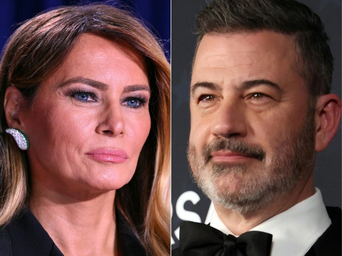 Melania Trump y Jimmy Kimmel. Foto AFP