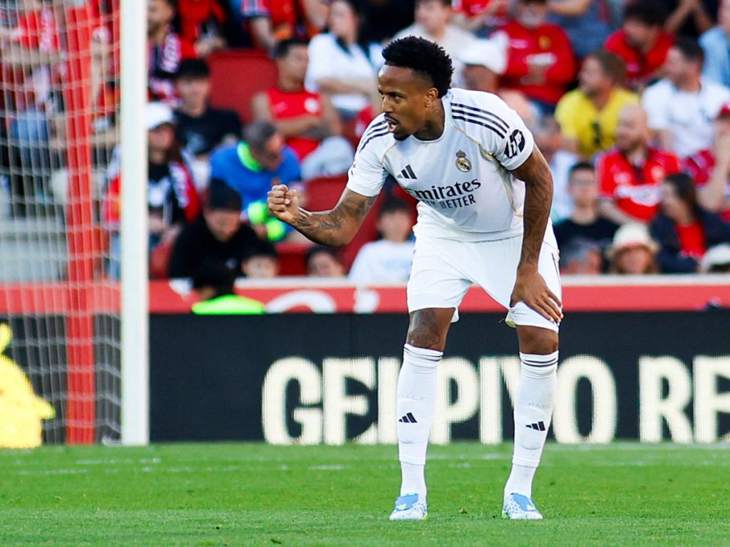 Eder Militao celebra su gol ante el Mallorca. Foto AFP