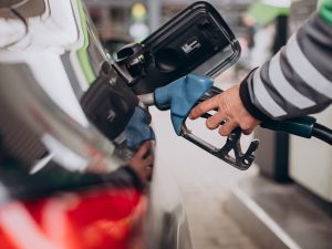Car refueling at fuel station