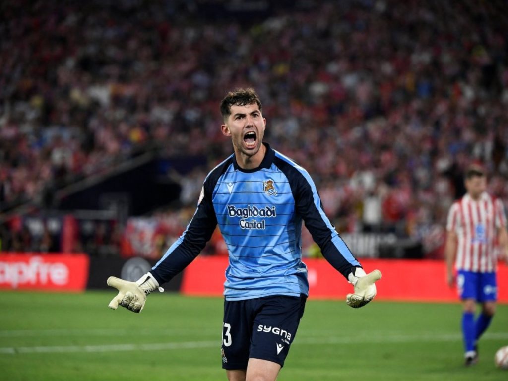Unai Marrero portero de la Real Sociedad fue el héroe de la final de la Copa del Rey al tapar dos penales. Foto AFP